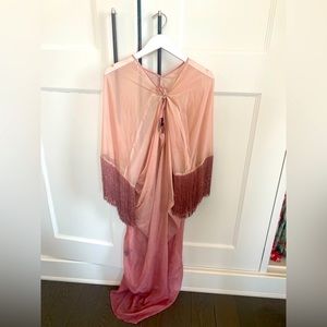 Michael Costello For Revolve, fringe cover up, mauve ombré